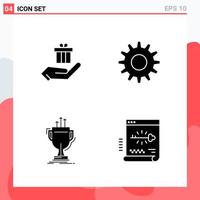 Collection of 4 Vector Icons in solid style Modern Glyph Symbols for Web and Mobile Solid Icon Sign Isolated on White Background 4 Icons Creative Black Icon vector background