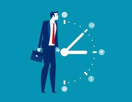 Business man and time management. Concept business system vector illustration, Clock, Marketing