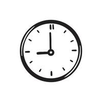 Hand drawn clock of balck color vector