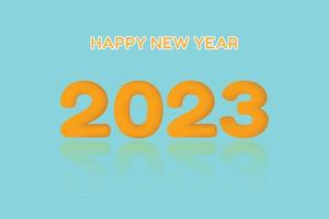 efecto de texto 3d suave feliz año nuevo 2023 vector