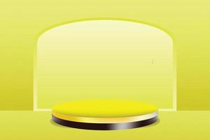 Abstract vector rendering 3d shape for placing the product with copy space. Modern yellow round podium . Vector illustration