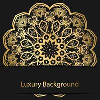mandala real dorada de lujo con estilo árabe islámico, fondo negro vector