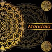 mandala real dorada de lujo con estilo árabe islámico, fondo negro vector