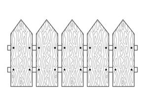 Wooden fence. Line vector illustration of garden palisade. Drawing of wood texture.