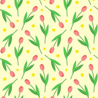 Floral seamless pattern. Vector illustration ornament of spring pink tulips. Textile and packaging paper design with flowers.