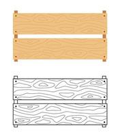 caja de madera. Recipiente para guardar verduras y frutas. ilustración vectorial, página para colorear. vector