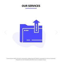 Our Services Folder Document File Storage Solid Glyph Icon Web card Template vector