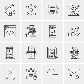 16 iconos de negocios universales vector ilustración de icono creativo para usar en proyectos relacionados con la web y dispositivos móviles