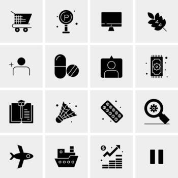 16 iconos de negocios universales vector ilustración de icono creativo para usar en proyectos relacionados con la web y dispositivos móviles