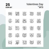 25 conjunto de iconos del día de san valentín 100 archivos eps 10 editables concepto de logotipo de empresa ideas diseño de icono de línea vector