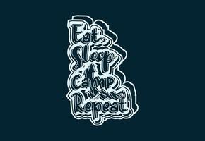 Eat Sleep Camp repetir plantilla de diseño de camiseta y pegatina vector