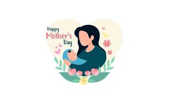 Happy Mother's Day. Happy Mother and Her Child Illustration vector