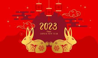 Happy Chinese New Year 2023, Year of Rabbit Luxurious Background vector