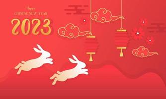 Happy Chinese New Year 2023, Year of Rabbit Luxurious Background vector