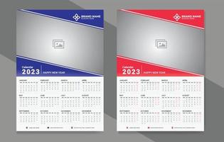 2023 One-page wall calendar design template vector