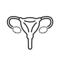 órgano reproductor femenino, útero, icono de línea de ovarios. estructura anatómica de la mujer. trazo editable de ilustración vectorial vector