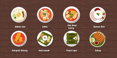 malaysian food flat style illustration design vector