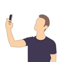 hombre tomando un selfie aislado sobre fondo blanco vector