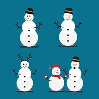 Set of winter holidays snowman. Cheerful snowmen in different costumes. vector