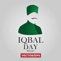 ilustración vectorial de fondo del día de iqbal, vector plano de allama muhammad iqbal