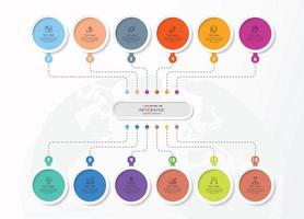 Infographic with 12 steps, process or options. vector