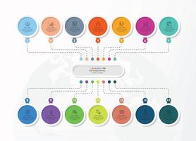 Infographic with 14 steps, process or options. vector