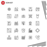 Line Pack of 25 Universal Symbols of people employee microphone company camp Editable Vector Design Elements