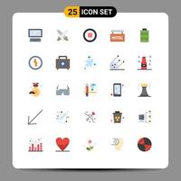 Pack of 25 Modern Flat Colors Signs and Symbols for Web Print Media such as electric rest weapon travel hotel Editable Vector Design Elements