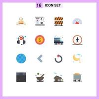 16 Thematic Vector Flat Colors and Editable Symbols of help dashboard caution creative bike Editable Pack of Creative Vector Design Elements