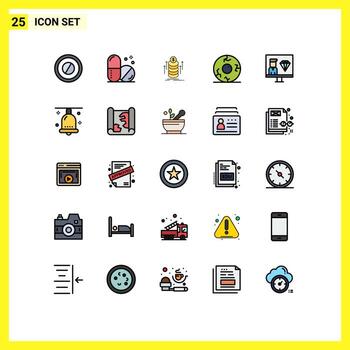 25 Thematic Vector Filled line Flat Colors and Editable Symbols of programmer develop transfer coding halloween Editable Vector Design Elements