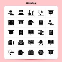 Solid 25 Education Icon set Vector Glyph Style Design Black Icons Set Web and Mobile Business ideas design Vector Illustration
