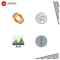 Group of 4 Modern Flat Icons Set for beach graph circle maze switch Editable Vector Design Elements