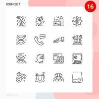 Stock Vector Icon Pack of 16 Line Signs and Symbols for taxi service plain public money Editable Vector Design Elements