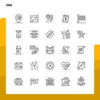Set of Usa Line Icon set 25 Icons Vector Minimalism Style Design Black Icons Set Linear pictogram pack