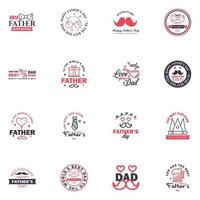 Happy fathers day 16 Black and Pink vintage retro type font Illustrator eps10 Editable Vector Design Elements