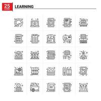 25 Learning icon set vector background