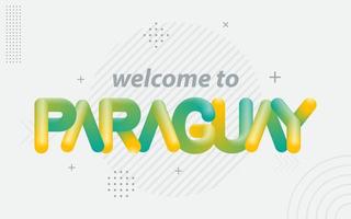 bienvenido a paraguay tipografía creativa con efecto de mezcla 3d vector