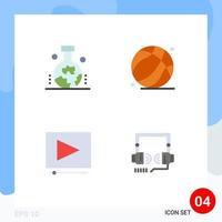 4 paquete de iconos planos de interfaz de usuario de signos y símbolos modernos de estudio de clip de geografía de la superficie de la tierra padre auriculares elementos de diseño vectorial editables vector