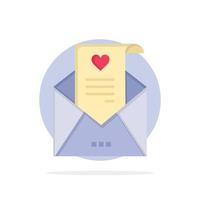 Mail Love Letter Proposal Wedding Card Abstract Circle Background Flat color Icon vector