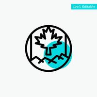 Canada Leaf Flag turquoise highlight circle point Vector icon