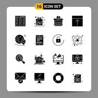 16 Black Icon Pack Glyph Symbols Signs for Responsive designs on white background 16 Icons Set vector