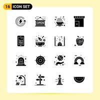 16 Creative Icons for Modern website design and responsive mobile apps 16 Glyph Symbols Signs on White Background 16 Icon Pack vector