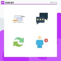 Modern Set of 4 Flat Icons Pictograph of architecture reload design chat repeat Editable Vector Design Elements