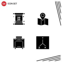 Set of 4 Modern UI Icons Symbols Signs for card travel invoice pointer location Editable Vector Design Elements