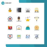 16 Universal Flat Colors Set for Web and Mobile Applications sound music hotel boom box travel Editable Pack of Creative Vector Design Elements