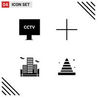 Set of 4 Commercial Solid Glyphs pack for camera business surveillance new blocker Editable Vector Design Elements