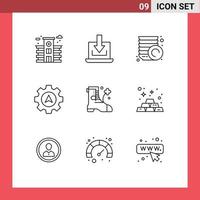 Pictogram Set of 9 Simple Outlines of economy ireland plate boot gear Editable Vector Design Elements