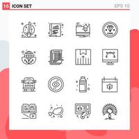 Collection of 16 Vector Icons in Line style Modern Outline Symbols for Web and Mobile Line Icon Sign Isolated on White Background 16 Icons Creative Black Icon vector background