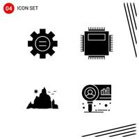 Collection of 4 Vector Icons in solid style Pixle Perfect Glyph Symbols for Web and Mobile Solid Icon Signs on White Background 4 Icons Creative Black Icon vector background