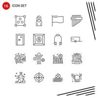 Collection of 16 Vector Icons in Line style Pixle Perfect Outline Symbols for Web and Mobile Line Icon Signs on White Background 16 Icons